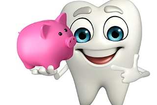 piggy bank tooth illustration for cost of cosmetic dentistry in McKinney