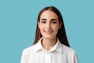 Girl with a gap between her two front teeth