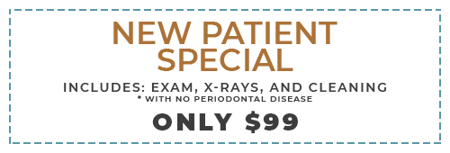 New patient special includes exam x rays and cleaning with no periodontal disease only $79