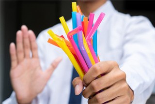 Man saying no to straws after dental implant surgery