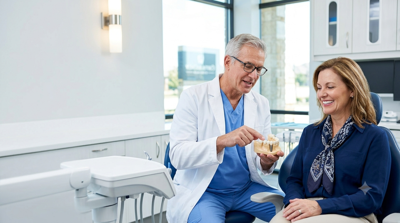 Patient receiving affordable dental implant consultation in McKinney TX